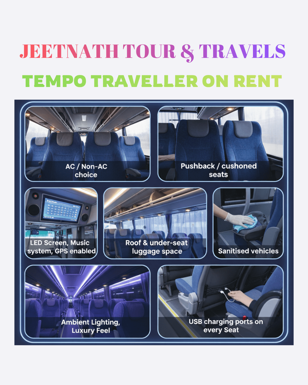 Tempo Traveller on rent Amenities